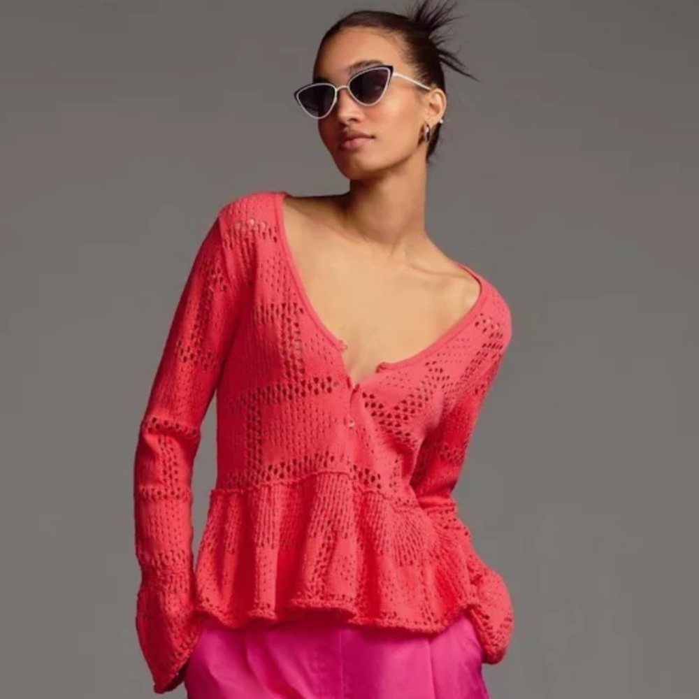 Pilcro Pointelle Babydoll Sweater